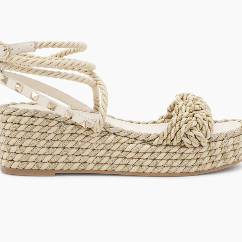 Valentino Cream Rockstud Sandals - Picture 9 of 9